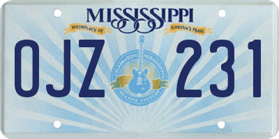 MS license plate OJZ231
