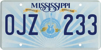 MS license plate OJZ233