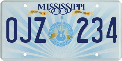 MS license plate OJZ234
