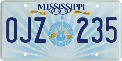 MS license plate OJZ235