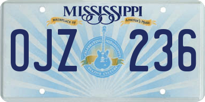 MS license plate OJZ236