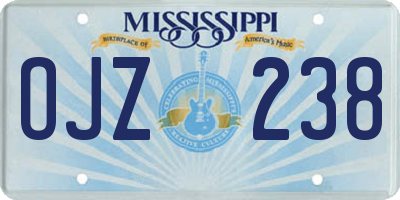 MS license plate OJZ238