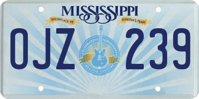 MS license plate OJZ239