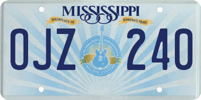 MS license plate OJZ240
