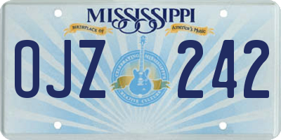 MS license plate OJZ242