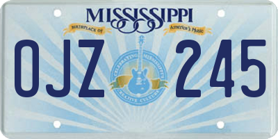 MS license plate OJZ245