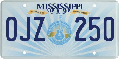 MS license plate OJZ250