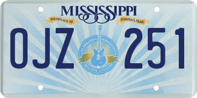 MS license plate OJZ251