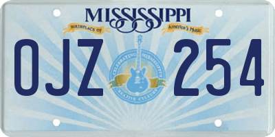 MS license plate OJZ254