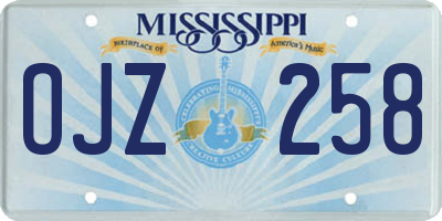 MS license plate OJZ258