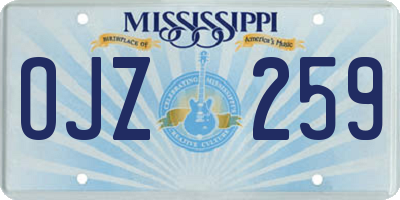 MS license plate OJZ259