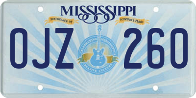 MS license plate OJZ260