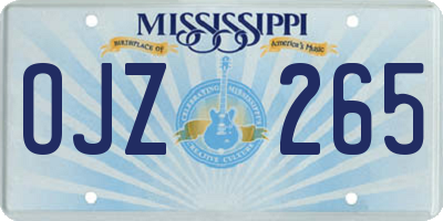 MS license plate OJZ265