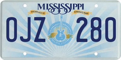 MS license plate OJZ280