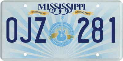 MS license plate OJZ281