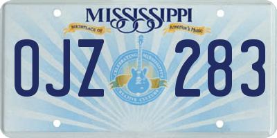 MS license plate OJZ283