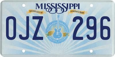 MS license plate OJZ296