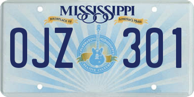 MS license plate OJZ301