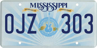 MS license plate OJZ303