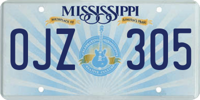 MS license plate OJZ305
