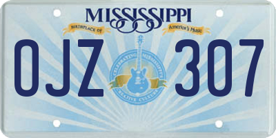 MS license plate OJZ307