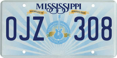 MS license plate OJZ308