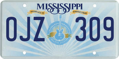 MS license plate OJZ309