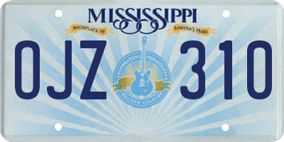 MS license plate OJZ310