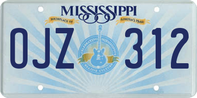MS license plate OJZ312