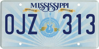 MS license plate OJZ313