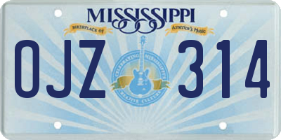 MS license plate OJZ314