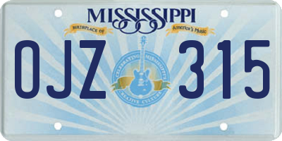 MS license plate OJZ315