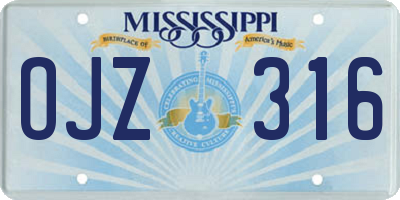 MS license plate OJZ316