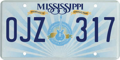 MS license plate OJZ317