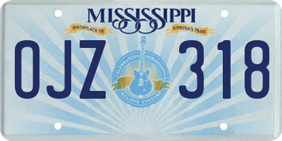 MS license plate OJZ318