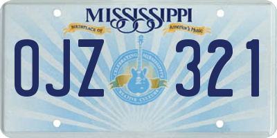 MS license plate OJZ321