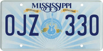 MS license plate OJZ330