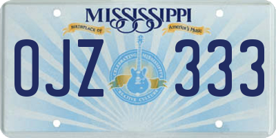 MS license plate OJZ333
