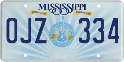 MS license plate OJZ334