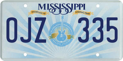 MS license plate OJZ335