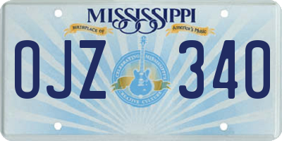 MS license plate OJZ340