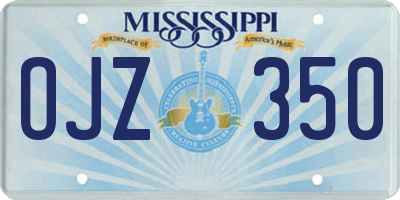 MS license plate OJZ350