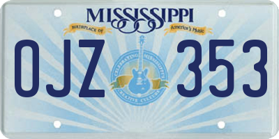 MS license plate OJZ353