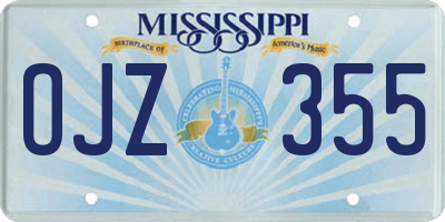 MS license plate OJZ355