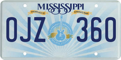 MS license plate OJZ360