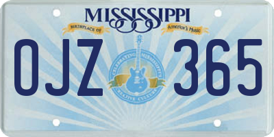 MS license plate OJZ365
