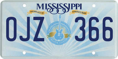 MS license plate OJZ366