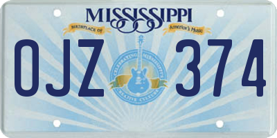 MS license plate OJZ374
