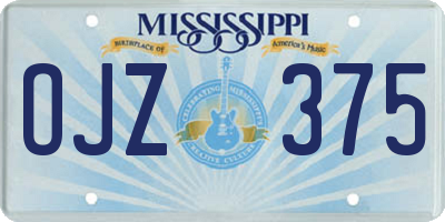 MS license plate OJZ375