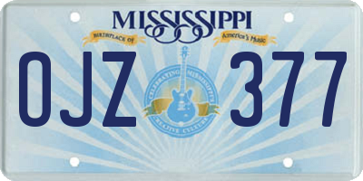 MS license plate OJZ377